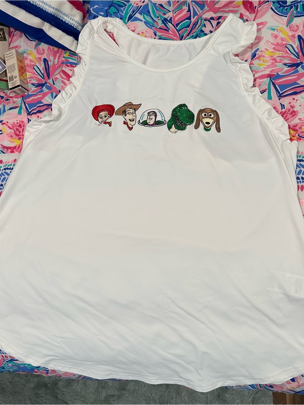White Women's Sleeveless Disney Toy Story Graphic Tank Top